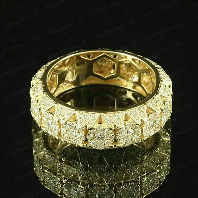 2.50 CT Diamond Men's Eternity Cluster Band Ring 14K Yellow Gold Over 925-Silver • $146.99