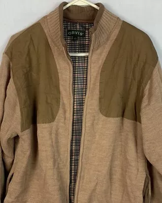 ORVIS Jacket Wool Full Zip Shooting Hunting Brown Plaid Lined Men’s Medium • $49.99