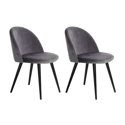 Artiss Dining Chairs Velvet Chair Seat Cafe Office Modern Iron Legs Dark Grey X2 • $105.94