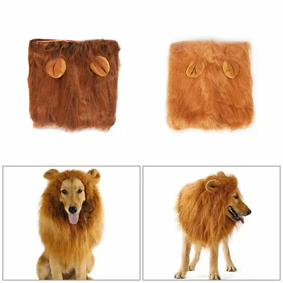 £8.73 • Buy Pet Costume Lion Mane Wig For Dog Cat Halloween Clothes Festival Fancy Dress Up