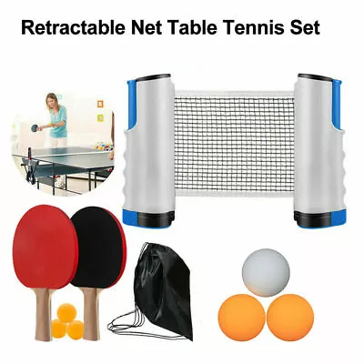 Instant Table Tennis Kit Ping Pong Set Retractable Net Rack + 2 Bats + 6 Balls • $18.99