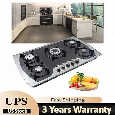 USA 5 Burners Gas Stove 35.4  Built-In Gas Cooktop Natural Gas Propane Stainless • $177.65