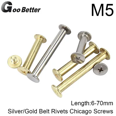 £2.16 • Buy Silver/Gold Belt Rivets Chicago Screws 6 - 70mm Leather Craft Book Binding Rivet