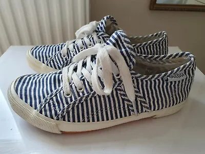 FatFace Blue Striped Canvas Shoes Size 38 UK 5 • £10
