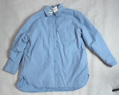 Pernille X Mango Shacket Womens 8 Blue Oversized Filled Overshirt Jacket Thick • $49.94