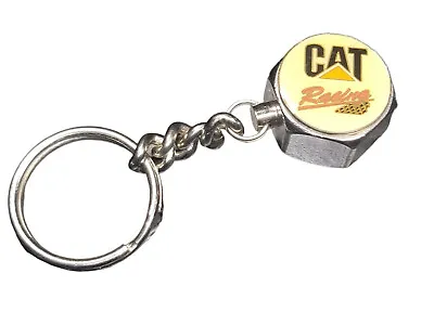 Vintage Caterpillar Cat NASCAR Racing Lug Nut Metal Keychain Key Chain • $19.95