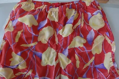 Supreme Floral Nylon Water Shorts Trunks - SS18 - Red - Size L • $70