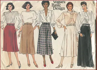 80s Vtg Flared Skirt Midi Maxi Vogue Basic Design 1399 Pattern Sz 10 W 25  H 34 • $3.50