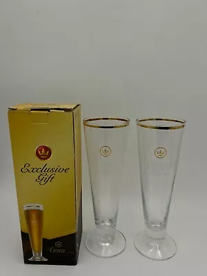 Pair Of Crown Lager Glasses - 1300 • $25