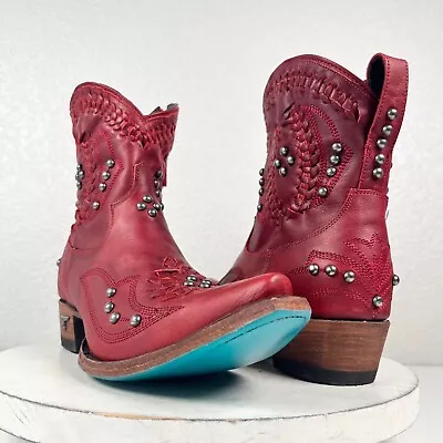 NEW Lane COSSETTE Red Cowboy Boots Womens 8.5 Ankle Leather Western Snip Toe • $255