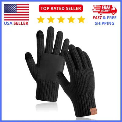 Men's Black Knit Touchscreen Texting Gloves - Warm Anti-Slip Size S • $9.83