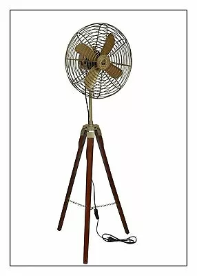 Vintage Style Brass Antique Tripod Fan With Stand Nautical Floor Fan Home Decor • $163.67