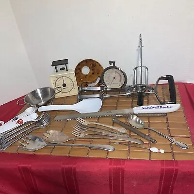 Junk Drawer Lot Vintage Kitchen Items- Some Silver Plated- Rogers See Pics. • $18