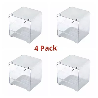 4 X Cage Aviary Bird Bath With Metal Hooks For Finch Canary Birds Clear Plastic • £18.49
