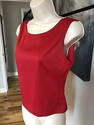 Moda International Crop Top Size M Red Mesh Camisole Tank Scoop Neck Stretch • $7.50