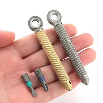 Titanium Brass S2 Steel Multi Tools Card Screwdriver Pocket Outdoor Keychain EDC • $12.52