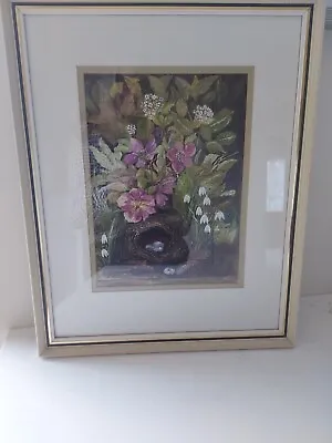Framed Original Watercolour Snowdrops By E MacCandless Northern Irish Artist • £38