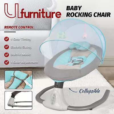 Electric Baby Swing Rocker Bed Infant Remote Cradle Chair Toddler Bouncy Seat • $129.99