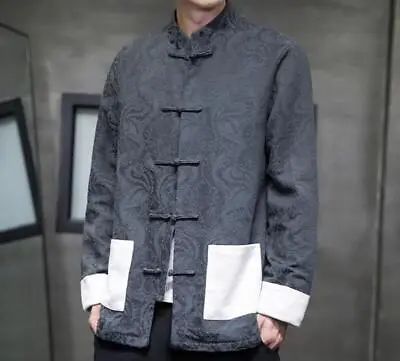 Men's Fashion Chinese Style Stand Collar Long Sleeve Loose PANKOU Jackets Coats • $53.68