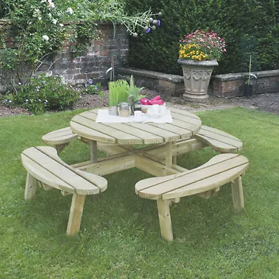 £699 • Buy 8 Seater Circular Wooden Garden Picnic Table And Bench Set -  2 Styles