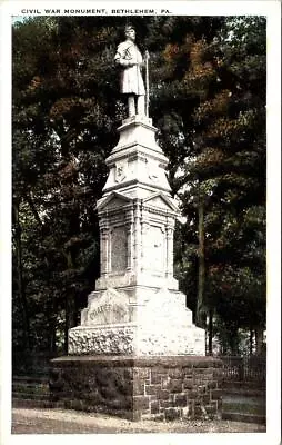 Civil War Monument BETHLEHEM Pennsylvania Postcard - Tichnor • $3