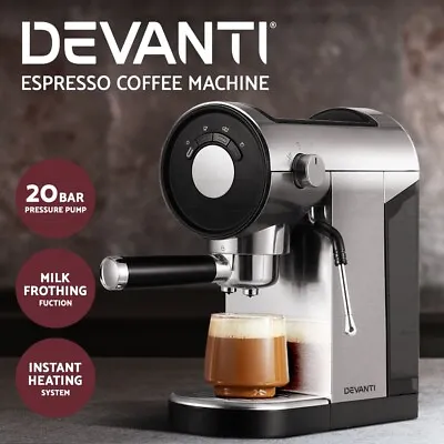 Devanti Coffee Machine Espresso Maker 20 Bar Milk Frother Cappuccino Latte Cafe • $109.95