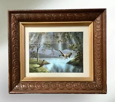 VTG Framed Dufex Foil Art Print Flying Mallard Lake Ducks Waterfowl F. Osborne  • $39.50