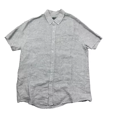 Magaschoni Large Button Down 100% Linen Men’s Short Sleeve Shirt • $21.50