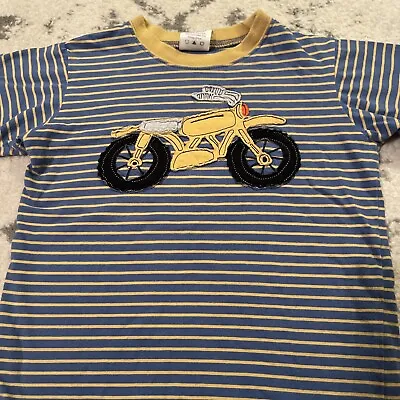 Boys Cotton T Shirt Mulberribush Blu Yellow Striped Motorcycle 4T EUC • $4