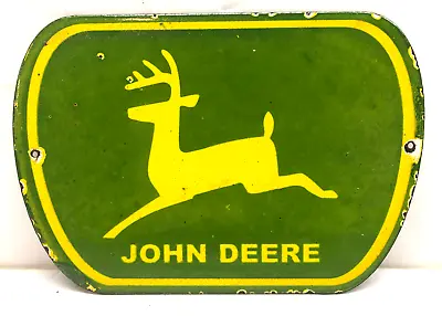 Vintage 8 X5.5  John Deere Tractor Porcelain Door Push Pull Enamel Sign • $107.21