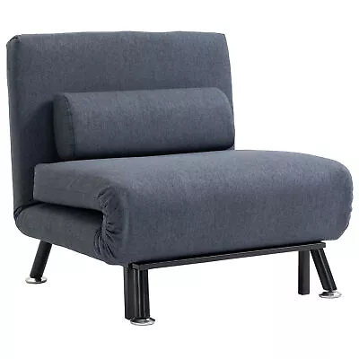HOMCOM Single Folding 5 Position Convertible Sleeper Chair Sofa Bed Black • £155.99