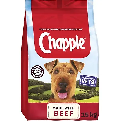 15kg Chappie Complete Dry Adult Dog Food Beef & Wholegrain Cereal • £31.99