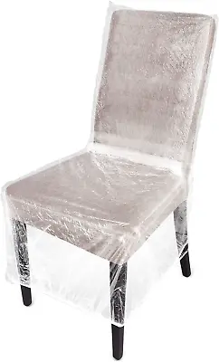 Remagr 8 Pieces Plastic Dining Chair Covers Protectors Clear Chair Seat Covers • $21.23