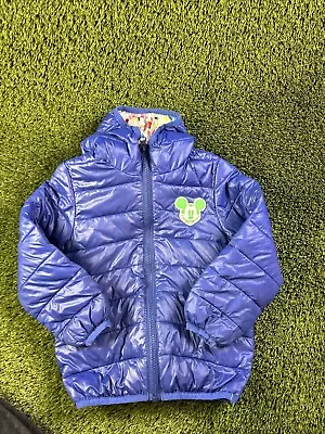 Disney Mickey Mouse Blue Puffer Coat Hood 4T • $10