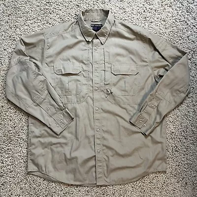 5.11 Tactical Series Shirt Men’s XL Tan Long Sleeve Vented Fishing Cargo Pockets • $9.99