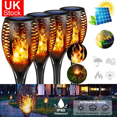 £11.58 • Buy 4 LED Flame Solar Torch Light Waterproof Flickering Dancing Path Garden Lamp UK