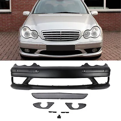 AMG Style Front Bumper W/ PDC W/ Aluminium Lower Grille For Benz W203 01-07 • $399.99