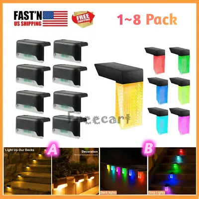 8 Pack New Solar Deck Lights Outdoor Waterproof LED Steps Lamps For Stairs Fence • $9