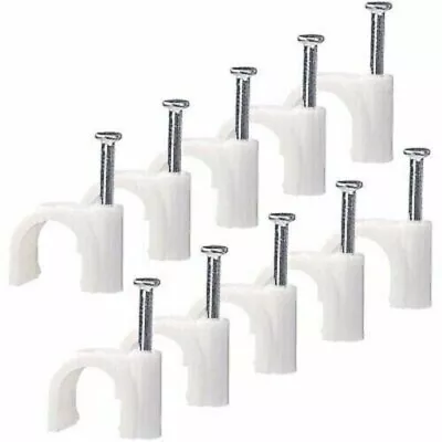 100pc Assorted Cable Clips White Wall Wire Cord Tidy Holder Diy Clamp Nails • £3.59