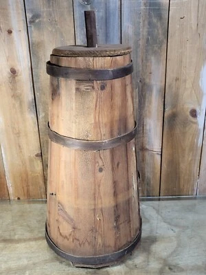 $39.95 • Buy Vintage Wood Butter Churn 27   Tall & 12 1/2  Dia. Needs Repair