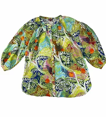 Staud Womens Blouse Summer Tropical Fruit Patterned Size Large Linen F2 • $39.99