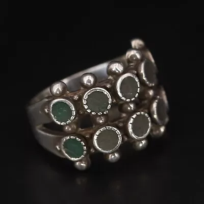 VTG Sterling Silver - NAVAJO Turquoise Inlay Pebbled Ring Size 4 - 4g • $2.99