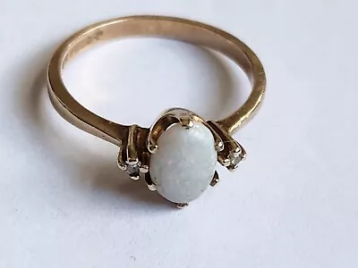 Vintage PSCO 10K Gold Diamond Opal Ring-Sz 6 • $165