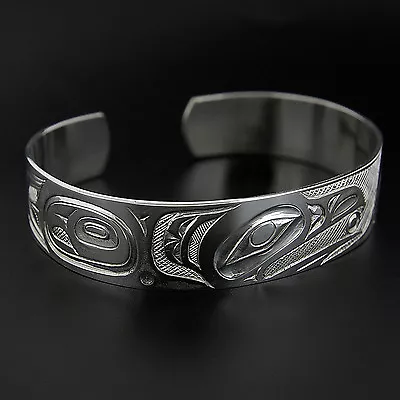 Northwest Coast Native Silver Bracelet Raven Design Aboriginal • $360
