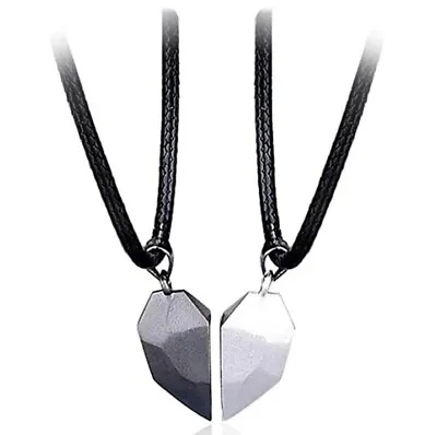 £5.90 • Buy 2pcs Magnetic Couple Heart Pendant Necklace Lovers Women Partner Jewellery Gifts