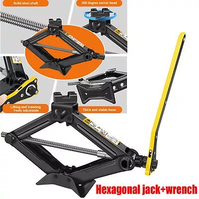 2 Ton Portable Scissor Jack Car Van Vehicles Stand Tire Wheel Lug Wrench Tool • $30.90