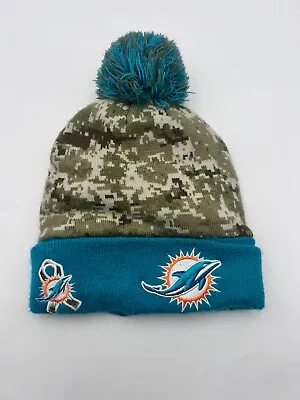 Miami Dolphins NFL Salute To Service Camo Winter Toque Beanie Pom Pom Hat OSFM • $23.04