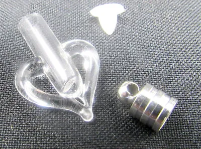 Clear Heart Glass Vial 1  Bottle Charm Cremation Ashes Pendant Rice Instructions • $8.99