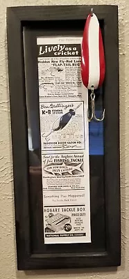 $30 • Buy 1935 Original Framed FISHING Ad - HEDDON, BEN GALLINGER'S, HOBART, EDW. VOM HOFE