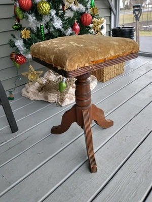 $55 • Buy Antique Piano Stool Charles Parker Co. Meriden, CT Iron Bracket Swivel Seat NICE
